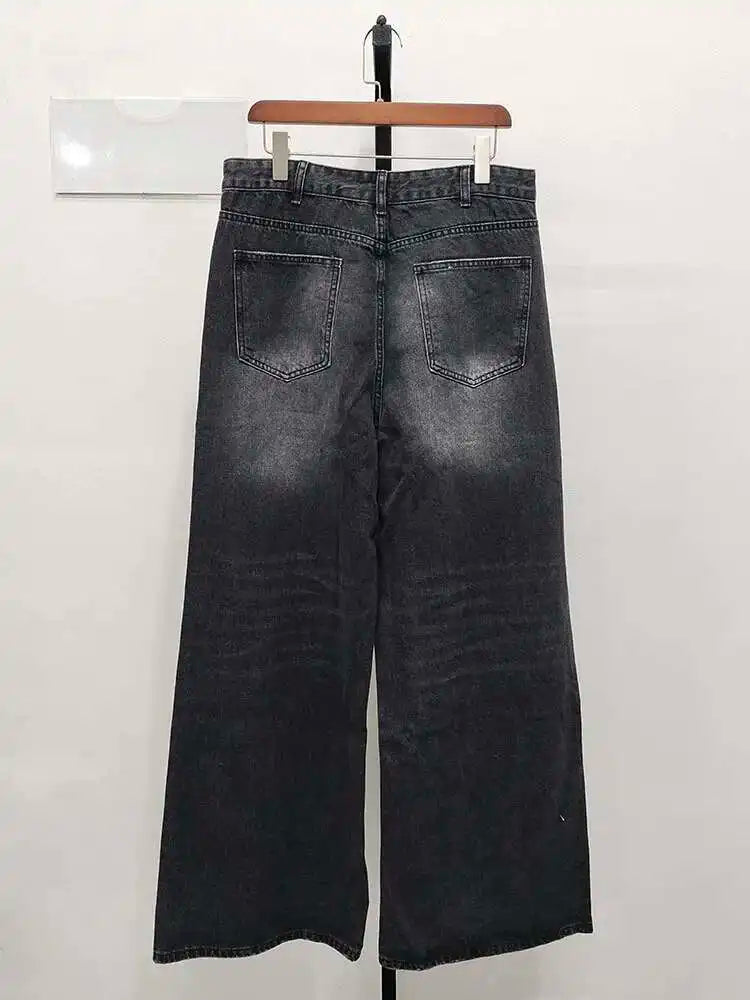 IEFB Summer Men's Denim Pants Old Blue Washed Male Jeans Straight Casual Menwear Loose Wide Leg Trousers New Fashion 9C354